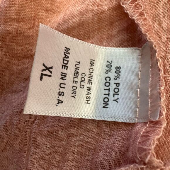 Salmon Front Tie Semi Sheer Jupee Shirt Size L - Picture 6 of 9